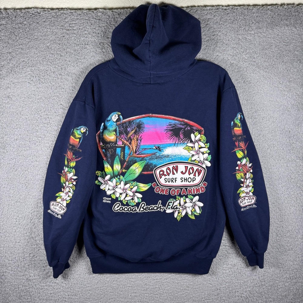 Ron Jon Surf Shop Cocoa Beach Florida Navy Blue Graphic Hoodie Mens Medium